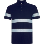 Polo unisex a manica corta ad alta visibilità 220 g/m2 Roly Foran color blu mare prima vista d'uso