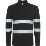 Polo unisex a manica lunga ad alta visibilità 220 g/m² Roly Foran L/S color nero prima vista d'uso