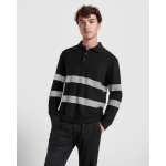 Polo unisex a manica lunga ad alta visibilità 220 g/m² Roly Foran L/S color nero vista dettaglio 1