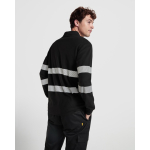 Polo unisex a manica lunga ad alta visibilità 220 g/m² Roly Foran L/S color nero vista dettaglio 2