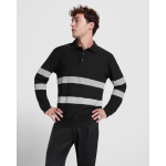 Polo unisex a manica lunga ad alta visibilità 220 g/m² Roly Foran L/S color nero vista dettaglio 3
