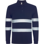 Polo unisex a manica lunga ad alta visibilità 220 g/m² Roly Foran L/S color blu mare prima vista d'uso