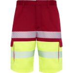 Bermuda bicolore multitasche ad alta visibilità unisex 210 g/m2 Roly Lada color rosso prima vista d'uso