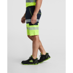 Bermuda bicolore multitasche ad alta visibilità unisex 210 g/m2 Roly Lada color blu mare vista dettaglio 4