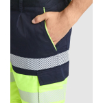Bermuda bicolore multitasche ad alta visibilità unisex 210 g/m2 Roly Lada color blu mare vista dettaglio 5