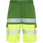 Bermuda bicolore multitasche ad alta visibilità unisex 210 g/m2 Roly Lada color giallo fluorescente prima vista d'uso