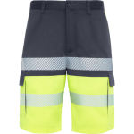 Bermuda bicolore multitasche ad alta visibilità unisex 210 g/m2 Roly Lada color grigio topo prima vista d'uso