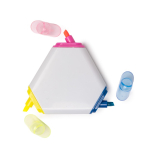 Evidenziatore 3 in 1 triangolare in plastica con 3 colori diversi color bianco vista dettaglio 2
