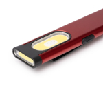 Torcia doppia ultrasottile in alluminio con magnete e clip, 3 intensità color rosso vista dettaglio 1