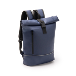 Zaino roll-top con ampio scomparto e nastro riflettente PC 15” color blu mare prima vista d'uso