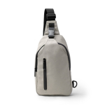 Borsa a tracolla in cotone riciclato con zip e tracolla regolabile color beige seconda vista