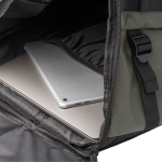 Zaino in pelle sintetica per laptop con zip e punti di ancoraggio 16” color verde scuro vista dettaglio 2