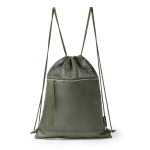 Zaino con cordini regolabili con tasca e fascia riflettente color verde scuro seconda vista