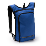 Zaino in RPET con banda riflettente e doppie cerniere color blu mare prima vista d'uso