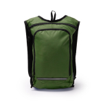 Zaino in RPET con banda riflettente e doppie cerniere color verde scuro seconda vista