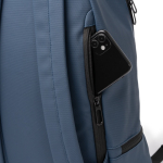 Zaino in pelle sintetica con tasca antifurto e scomparto per scarpe 9” color blu mare vista dettaglio 1