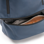 Zaino in pelle sintetica con tasca antifurto e scomparto per scarpe 9” color blu mare vista dettaglio 3