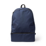 Zaino sportivo ecologico con scomparto rigido per scarpe e tasca frontale color blu mare seconda vista