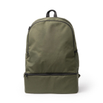 Zaino sportivo ecologico con scomparto rigido per scarpe e tasca frontale color verde scuro seconda vista