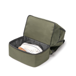 Zaino sportivo ecologico con scomparto rigido per scarpe e tasca frontale color verde scuro vista dettaglio 2
