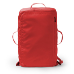 Borsa zaino convertibile da viaggio in pelle sintetica e poliestere color rosso seconda vista