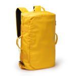 Borsa zaino convertibile da viaggio in pelle sintetica e poliestere color rosso prima vista d'uso