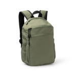 Zaino in nylon con tasche laterali per bottiglie 10” color verde scuro prima vista d'uso