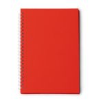 Blocco note A5 con anelli in plastica riciclata a quadretti color rosso seconda vista
