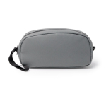 Necessaire in pelle sintetica con doppio scomparto e chiusura con cerniera color grigio seconda vista