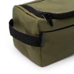 Necessaire ecologico con tasca interna in rete e maniglia laterale color verde scuro vista dettaglio 1