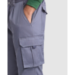 Pantalone in poliestere unisex multitasche 140 g/m² Roly Direct Warmor color grigio topo vista dettaglio 1