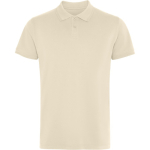 Polo unisex a manica corta in piqué con colletto a bottoni 210 g/m2 Roly Direct Wos color marrone chiaro prima vista d'uso