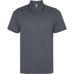 Polo tecnica a manica corta con rib a contrasto 200 g/m2 Roly Direct Sian color nero prima vista d'uso