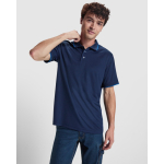 Polo tecnica a manica corta con rib a contrasto 200 g/m2 Roly Direct Sian color blu reale vista dettaglio 1