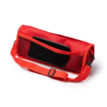 Sedia pieghevole compatta in poliestere con custodia e tasche color rosso vista dettaglio 2