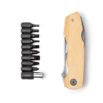 Multitool 5 in 1 con corpo in bambù e acciaio inox color naturale seconda vista