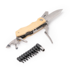 Multitool 5 in 1 con corpo in bambù e acciaio inox color naturale prima vista d'uso