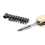 Multitool 5 in 1 con corpo in bambù e acciaio inox color naturale vista dettaglio 4