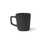Tazza in ceramica 320 ml con esterno opaco e design scanalato color nero seconda vista