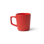 Tazza in ceramica 320 ml con esterno opaco e design scanalato color rosso seconda vista