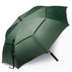 Ombrello automatico con banda riflettente e sistema antivento color verde scuro