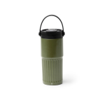 Bicchiere termico in acciaio inox con cannuccia e dosatore 600 ml color verde scuro seconda vista