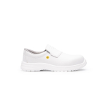 Calzature da lavoro in microfibra tessile intrecciata con chiusura elastica Roly Salt color bianco prima vista d'uso