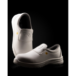 Calzature da lavoro in microfibra tessile intrecciata con chiusura elastica Roly Salt color bianco vista dettaglio 2