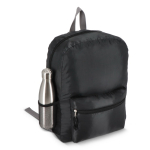 Zaino pieghevole leggero con tasca frontale e rete laterale 16L color nero seconda vista