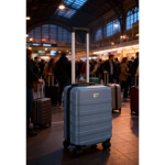 Trolley da cabina 18 pollici con 4 ruote girevoli e supporto per telefono color blu scuro ottava vista