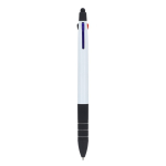 Penna a sfera 3 colori con puntatore touch e impugnatura morbida color bianco/nero quarta vista