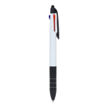 Penna a sfera 3 colori con puntatore touch e impugnatura morbida color bianco/nero quinta vista