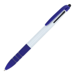 Penna a sfera 3 colori con puntatore touch e impugnatura morbida color blu scuro terza vista