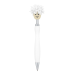 Penna a scatto con originale design peloso girevole, inchiostro blu color bianco